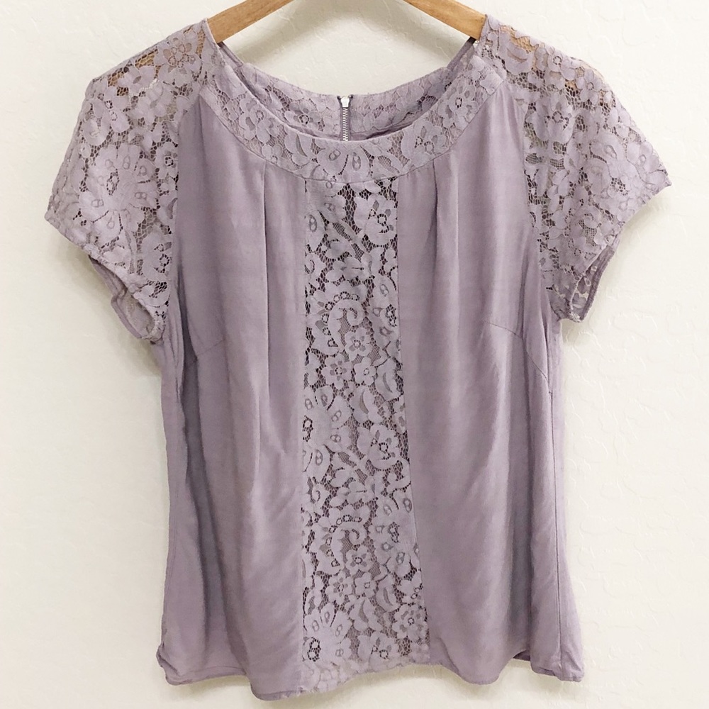 Boden Lavender/Purple Lace Panel Blouse 10